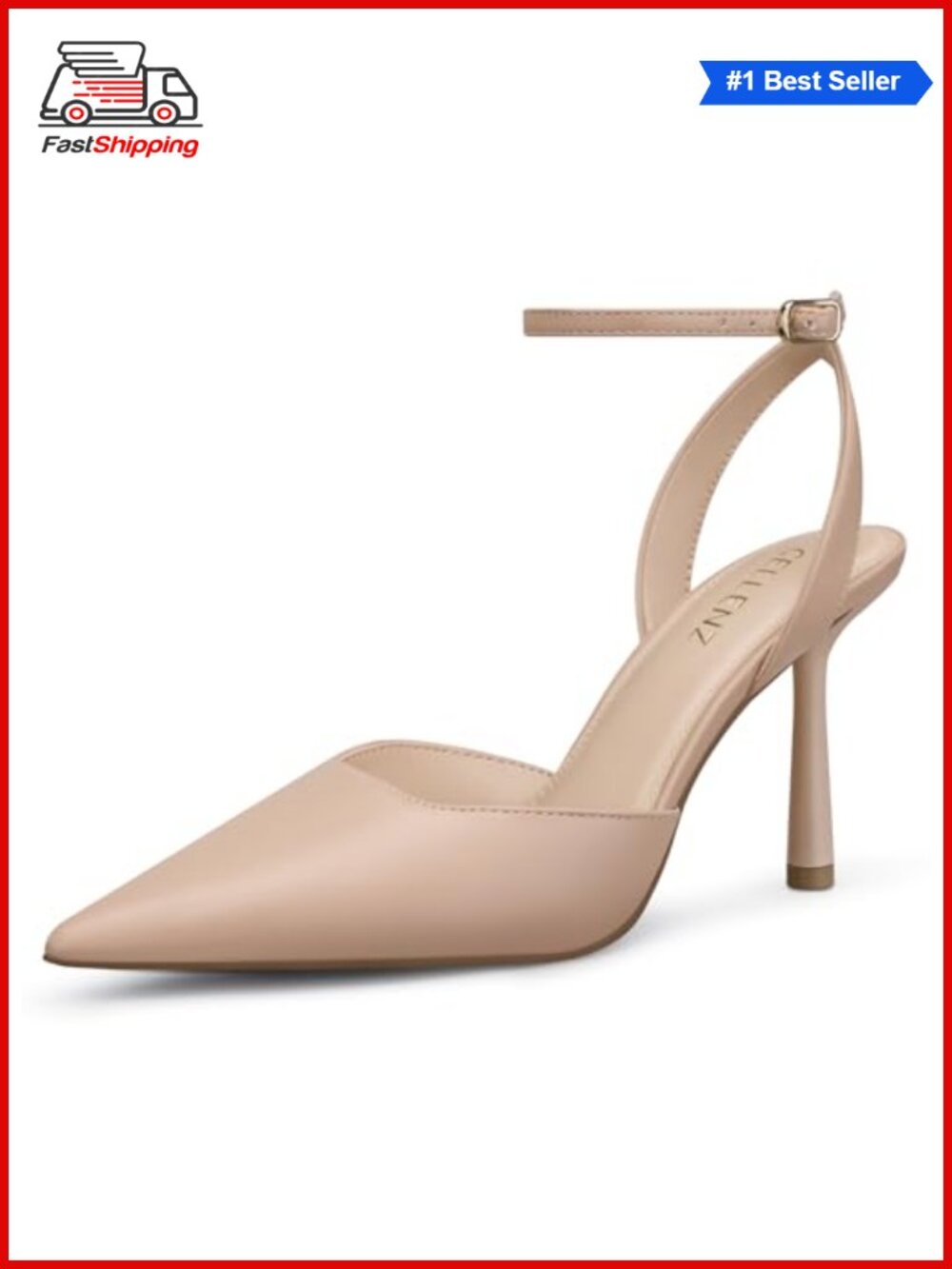 ✨ CELLENZ Women Stiletto Heel Pumps Comfort Closed Toe Strappy High Heels